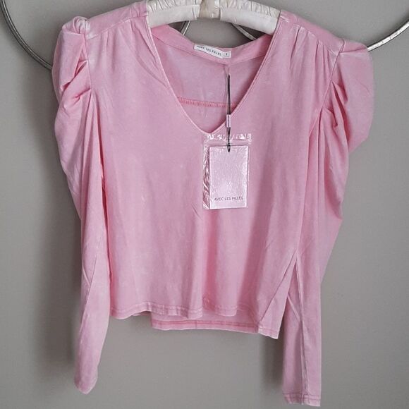 NWT Avec Les Filles puff shoulder top - Picture 2 of 8